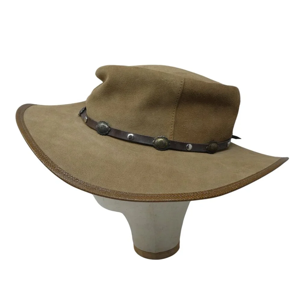 Winfield Cover Co Brown Leather Concho Trim Broken In Western Hat